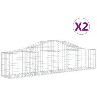 vidaXL Gabionen mit Hochbogen 2 Stk. 200x30x40/60 cm Verzinktes Eisen