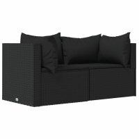 vidaXL Garten-Ecksofas mit Kissen 2 Stk. Schwarz Poly Rattan