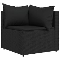 vidaXL Garten-Ecksofas mit Kissen 2 Stk. Schwarz Poly Rattan