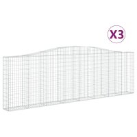 vidaXL Gabionen mit Hochbogen 3 Stk. 400x30x120/140cm Verzinktes Eisen