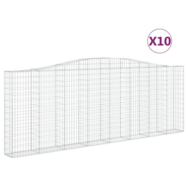 vidaXL Gabionen mit Hochbogen 10Stk. 400x30x140/160cm Verzinktes Eisen