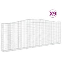 vidaXL Gabionen mit Hochbogen 9 Stk. 400x30x140/160cm Verzinktes Eisen