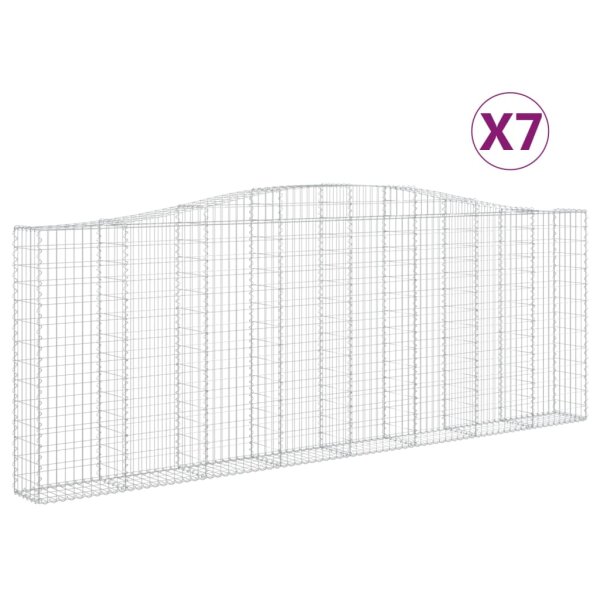 vidaXL Gabionen mit Hochbogen 7 Stk. 400x30x140/160cm Verzinktes Eisen