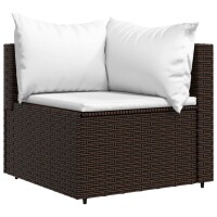 vidaXL Garten-Ecksofa mit Kissen Braun Poly Rattan