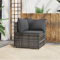 vidaXL Garten-Ecksofa mit Kissen Grau Poly Rattan