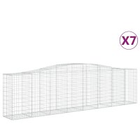 vidaXL Gabionen mit Hochbogen 7 Stk. 400x50x100/120cm Verzinktes Eisen