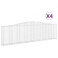 vidaXL Gabionen mit Hochbogen 4 Stk. 400x30x100/120cm Verzinktes Eisen