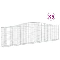 vidaXL Gabionen mit Hochbogen 5 Stk. 400x30x100/120cm Verzinktes Eisen