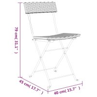 vidaXL Bistrost&uuml;hle 8 Stk. Klappbar Schwarz Poly Rattan und Stahl