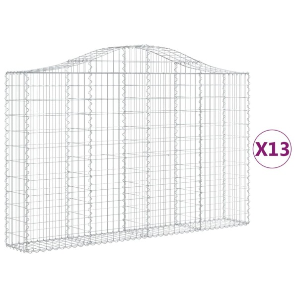 vidaXL Gabionen mit Hochbogen 13Stk. 200x30x120/140cm Verzinktes Eisen