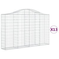 vidaXL Gabionen mit Hochbogen 13Stk. 200x30x120/140cm Verzinktes Eisen