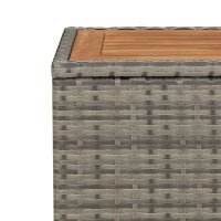 vidaXL Beistelltisch mit Holzplatte Grau Poly Rattan &amp; Akazienholz