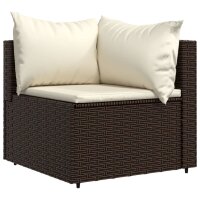 vidaXL Garten-Ecksofas mit Kissen 2 Stk. Braun Poly Rattan