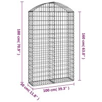 vidaXL Gabione mit Hochbogen 100x30x160/180 cm Verzinktes Eisen