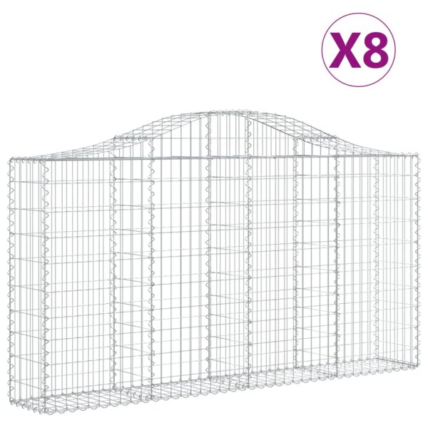 vidaXL Gabionen mit Hochbogen 8 Stk. 200x30x100/120cm Verzinktes Eisen