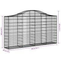 vidaXL Gabionen mit Hochbogen 8 Stk. 200x30x100/120cm Verzinktes Eisen