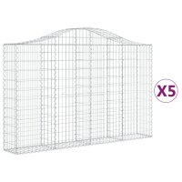 vidaXL Gabionen mit Hochbogen 5 Stk. 200x30x120/140cm Verzinktes Eisen