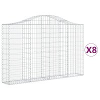 vidaXL Gabionen mit Hochbogen 8 Stk. 200x30x120/140cm Verzinktes Eisen