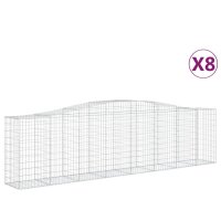 vidaXL Gabionen mit Hochbogen 8 Stk. 400x50x100/120cm Verzinktes Eisen