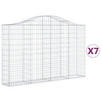 vidaXL Gabionen mit Hochbogen 7 Stk. 200x30x120/140cm Verzinktes Eisen