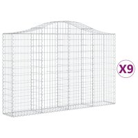 vidaXL Gabionen mit Hochbogen 9 Stk. 200x30x120/140cm Verzinktes Eisen