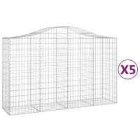 vidaXL Gabionen mit Hochbogen 5 Stk. 200x50x120/140cm Verzinktes Eisen