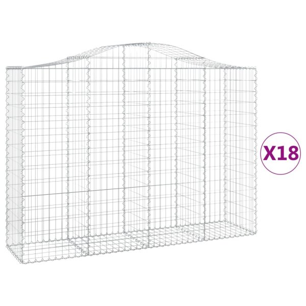 vidaXL Gabionen mit Hochbogen 18Stk. 200x50x140/160cm Verzinktes Eisen