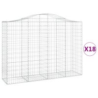 vidaXL Gabionen mit Hochbogen 18Stk. 200x50x140/160cm...