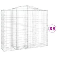 vidaXL Gabionen mit Hochbogen 8 Stk. 200x50x160/180cm Verzinktes Eisen