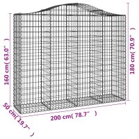 vidaXL Gabionen mit Hochbogen 10Stk. 200x50x160/180cm Verzinktes Eisen