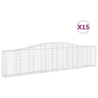 vidaXL Gabionen mit Hochbogen 15 Stk. 400x30x80/100cm...