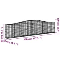 vidaXL Gabionen mit Hochbogen 15 Stk. 400x30x80/100cm Verzinktes Eisen