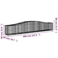 vidaXL Gabionen mit Hochbogen 3 Stk. 400x50x60/80cm Verzinktes Eisen