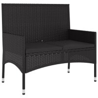 vidaXL 6-tlg. Garten-Lounge-Set mit Kissen Schwarz Poly Rattan