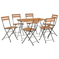 vidaXL 7-tlg. Bistro-Set Klappbar Massivholz Akazie und Stahl