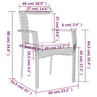 vidaXL 5-tlg. Garten-Essgruppe mit Kissen Schwarz und Grau Poly Rattan