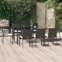 vidaXL 9-tlg. Garten-Essgruppe mit Kissen Schwarz Poly...