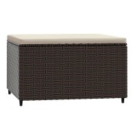 vidaXL Gartenhocker mit Kissen Braun Poly Rattan