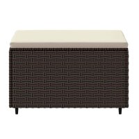 vidaXL Gartenhocker mit Kissen Braun Poly Rattan