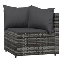 vidaXL 4-tlg. Garten-Lounge-Set mit Kissen Grau Poly Rattan