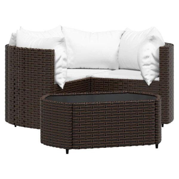 vidaXL 4-tlg. Garten-Lounge-Set mit Kissen Braun Poly Rattan