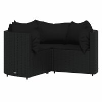 vidaXL 4-tlg. Garten-Lounge-Set mit Kissen Schwarz Poly Rattan