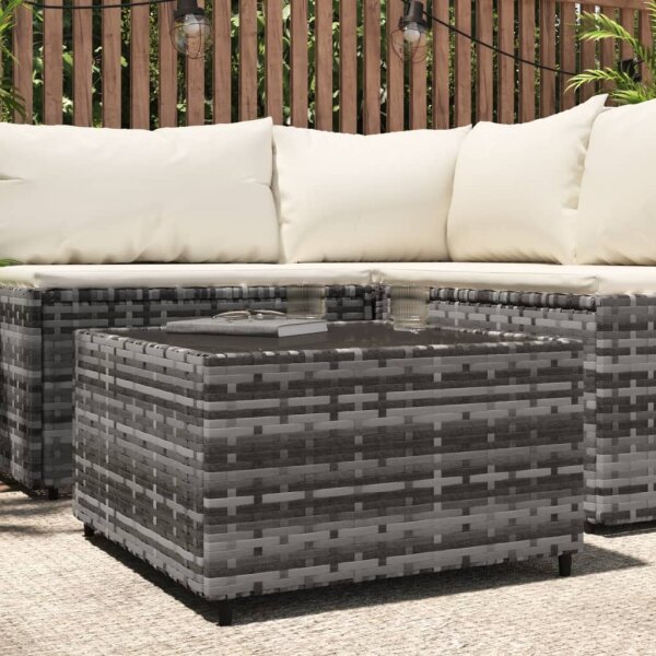 vidaXL Garten-Couchtisch Quadratisch Grau 50x50x30 cm Poly Rattan