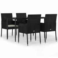 vidaXL 5-tlg. Garten-Essgruppe mit Kissen Schwarz Poly...