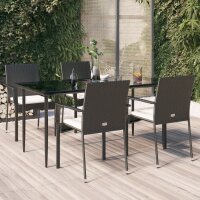vidaXL 5-tlg. Garten-Essgruppe mit Kissen Schwarz Poly...