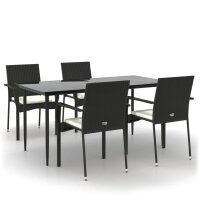 vidaXL 5-tlg. Garten-Essgruppe mit Kissen Schwarz Poly...