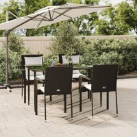vidaXL 5-tlg. Garten-Essgruppe mit Kissen Schwarz Poly...