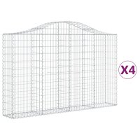 vidaXL Gabionen mit Hochbogen 4 Stk. 200x30x120/140cm Verzinktes Eisen