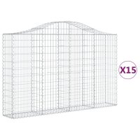 vidaXL Gabionen mit Hochbogen 15Stk. 200x30x120/140cm...