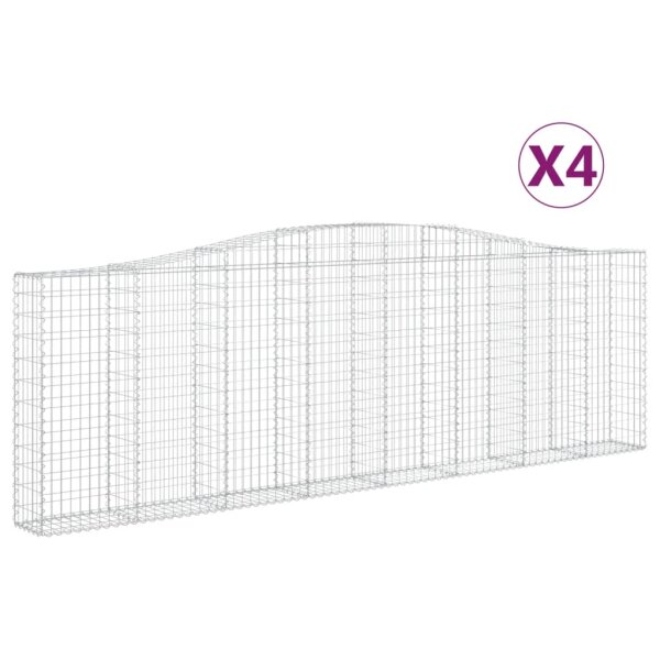 vidaXL Gabionen mit Hochbogen 4 Stk. 400x30x120/140cm Verzinktes Eisen